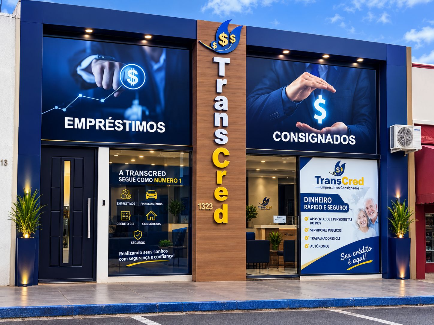 Fachada da unidade Transcred em Andradina